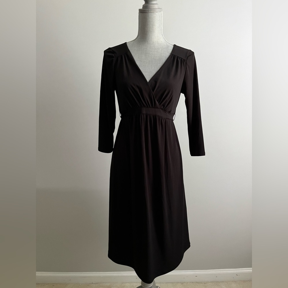 Elegant Black V-Neck Maternity Dress